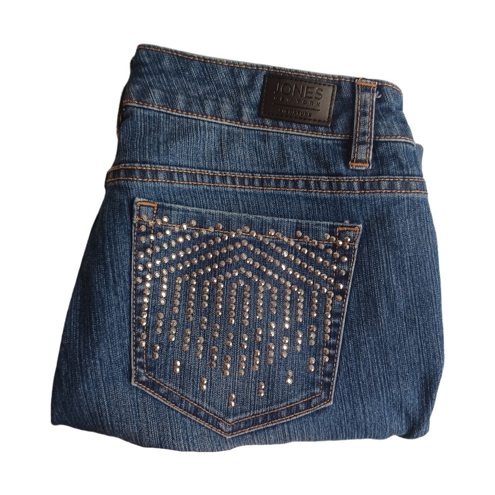 JONES NEW YORK Rhinestone Pocket High Definition Lexington Ankle Jeans 4P